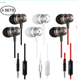 3 Packs Earbud Headphones with Remote & Microphone, SourceTon In Ear Earphone Stereo Sound Noise Isolating Tangle Free for iOS and Android Smartphones, Laptops, Gaming, Fits All 3.5mm Interface Device